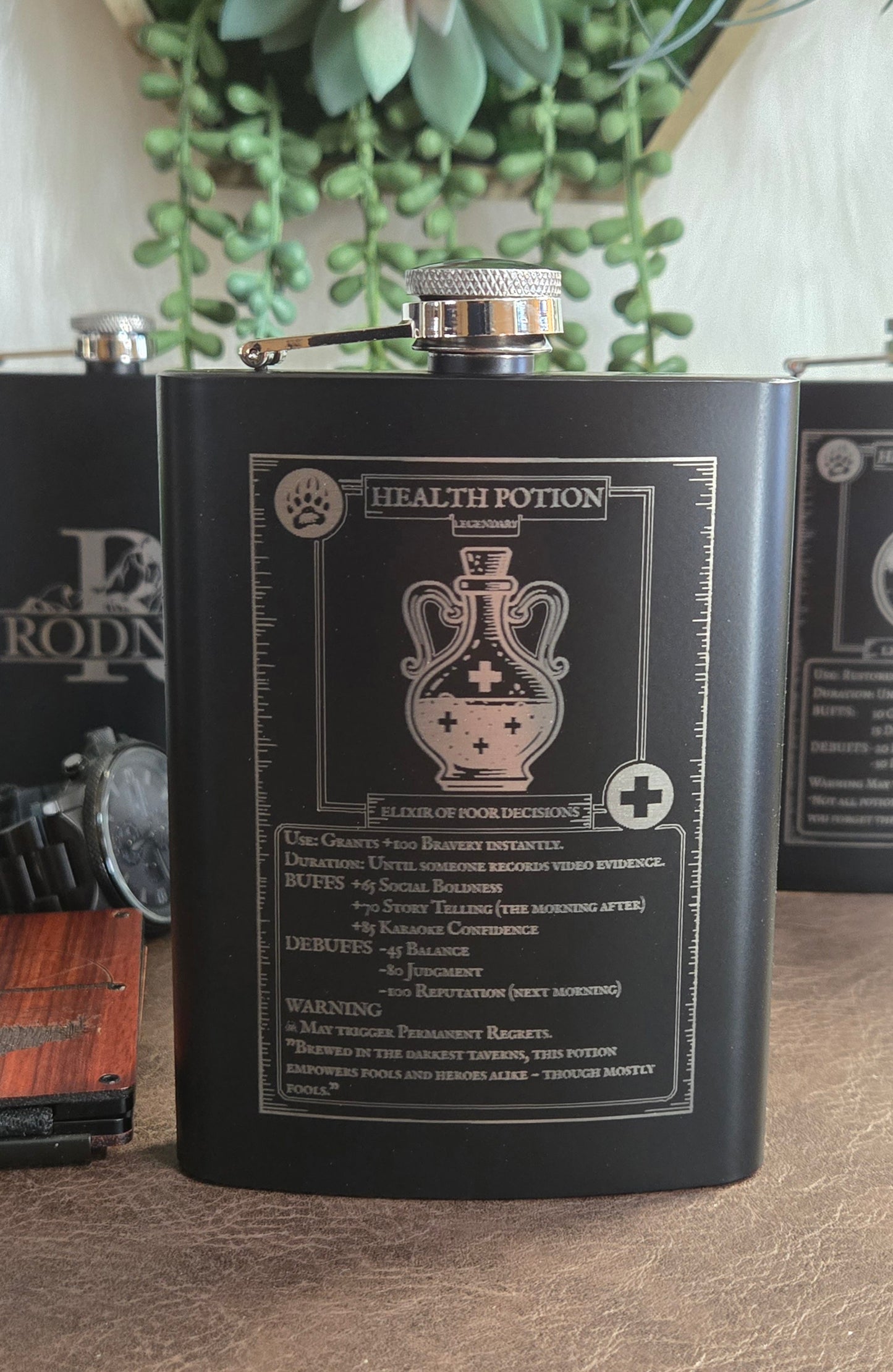 Potion Flask Collection – Fantasy RPG Engraved Stainless Steel Flasks