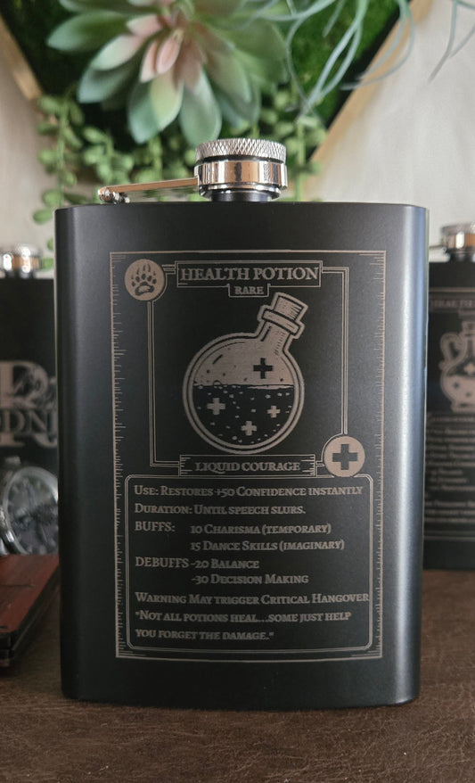 Potion Flask Collection – Fantasy RPG Engraved Stainless Steel Flasks