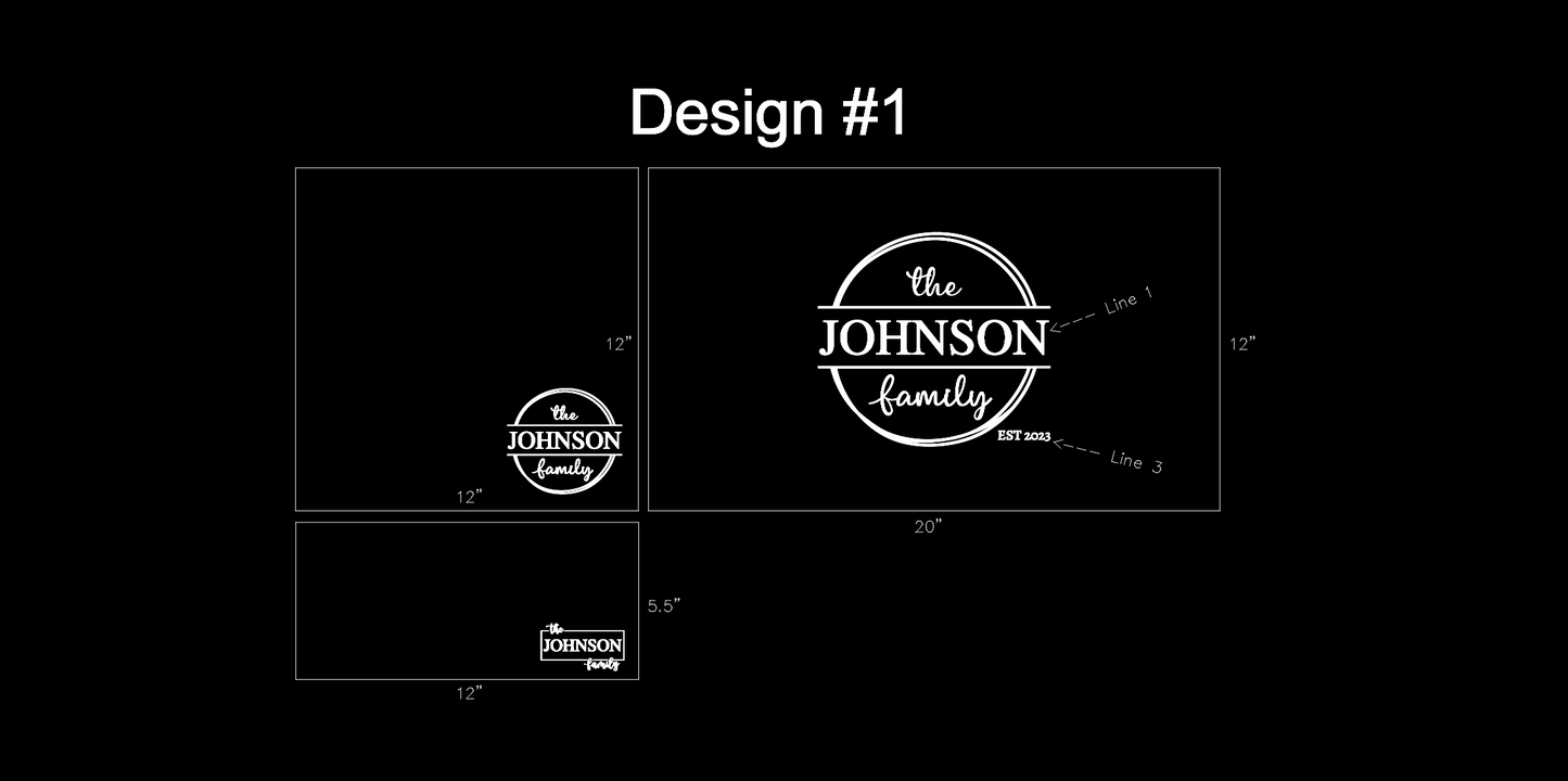 Slate tray engraved with large initial and three lines of custom text – Design 1