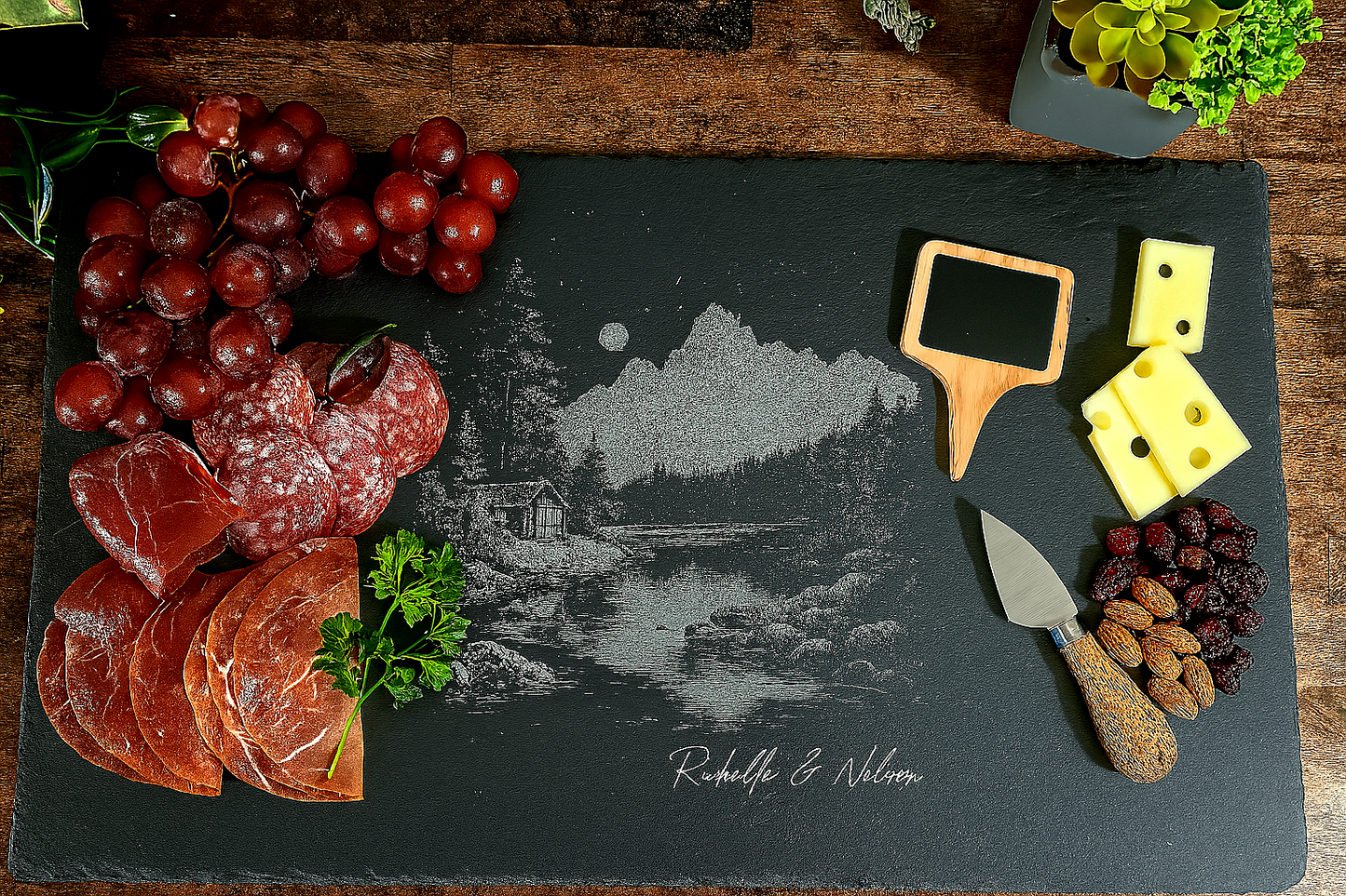 Personalized Slate Serving Set – Engraved Charcuterie Board & Accessories | Made in Edmonton