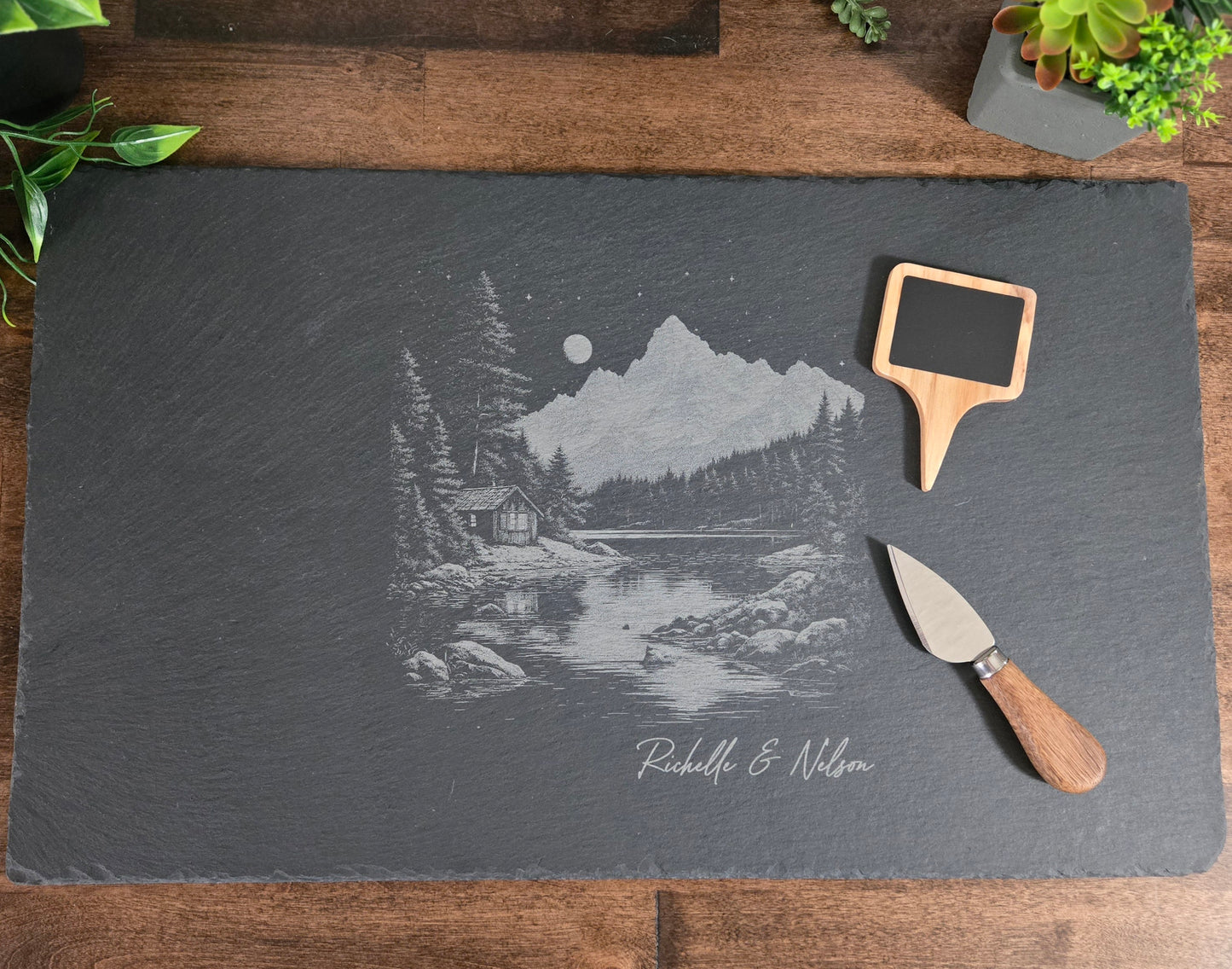Personalized Slate Serving Set – Engraved Charcuterie Board & Accessories | Made in Edmonton