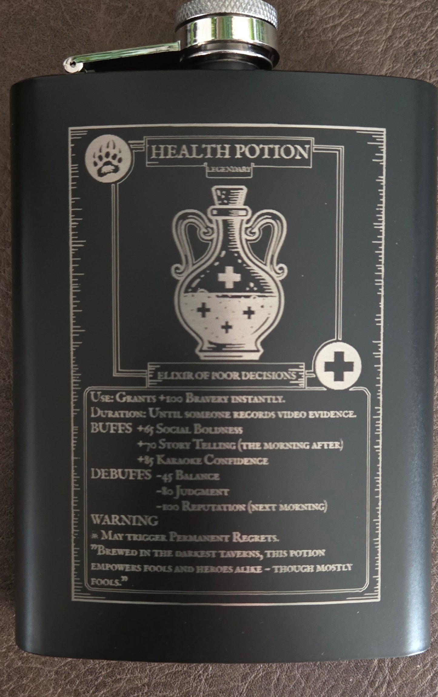 Potion Flask Collection – Fantasy RPG Engraved Stainless Steel Flasks