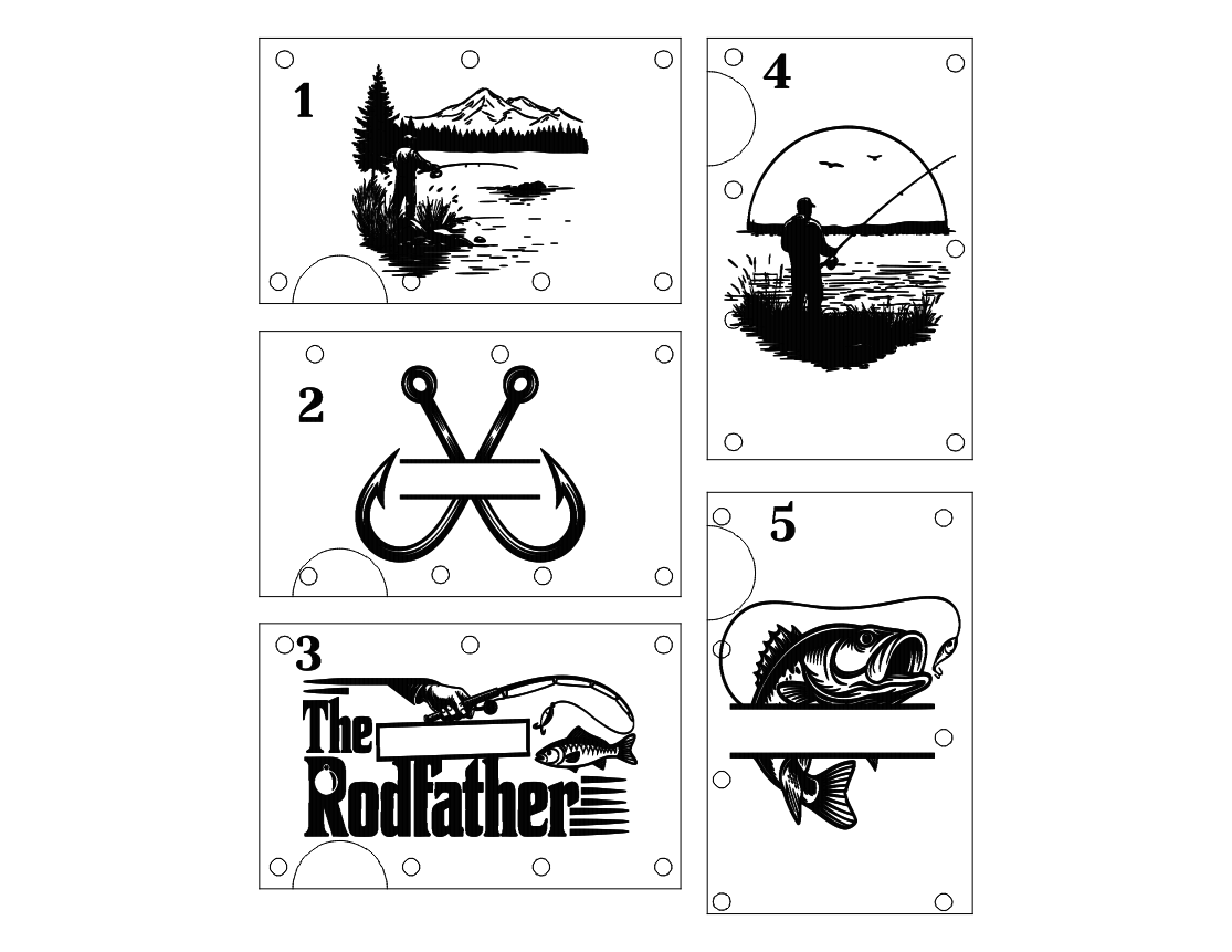 Fishing RFID Wallet – Engraved Wood Face, Personalized Design