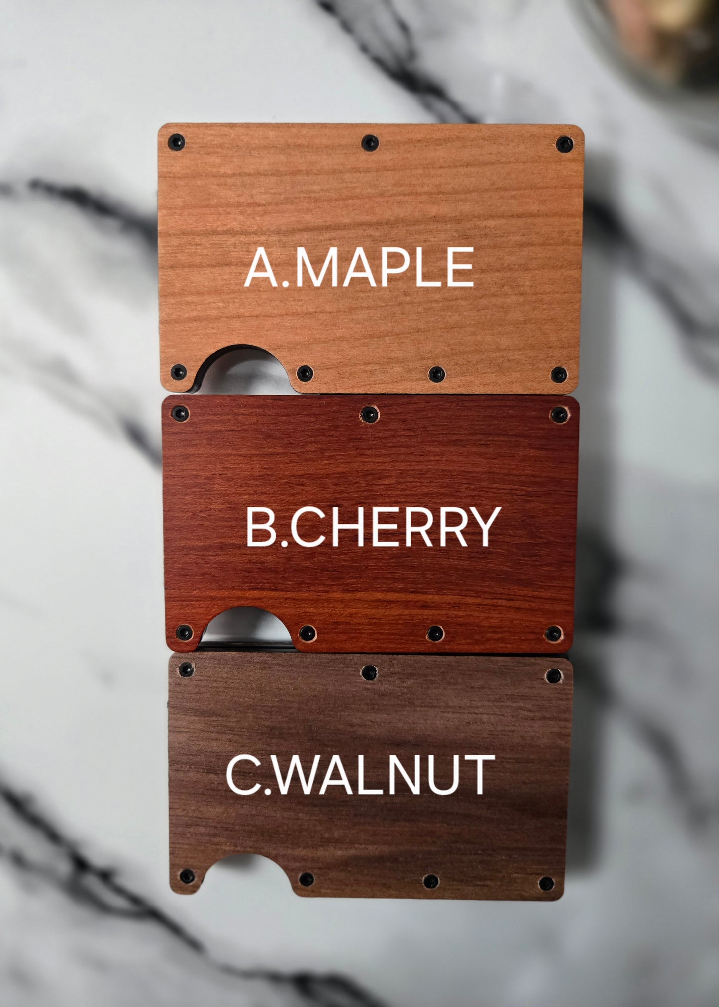 Spartan RFID Wallet – Engraved Wood Face, Minimalist Design