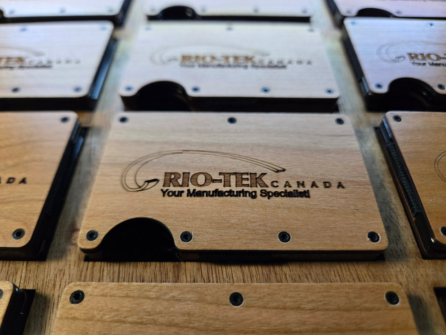 Monogrammed Minimalist Wallet – Personalized Wood & Metal RFID Blocking