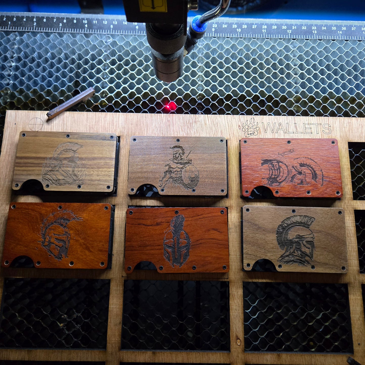 Spartan RFID Wallet – Engraved Wood Face, Minimalist Design